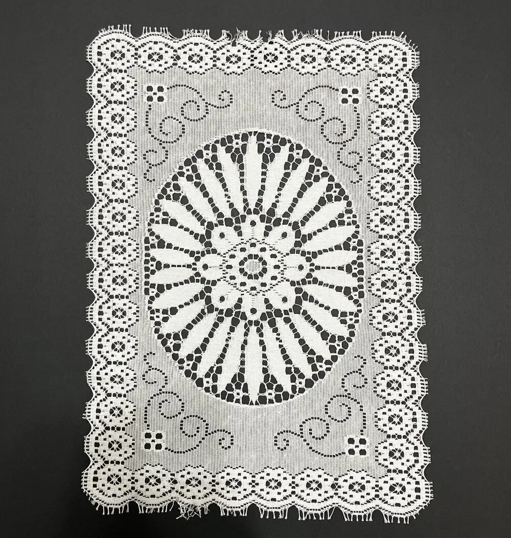Floral Lace Doily Nottingham Rectangular Cream White Flat Table Topper 12x17